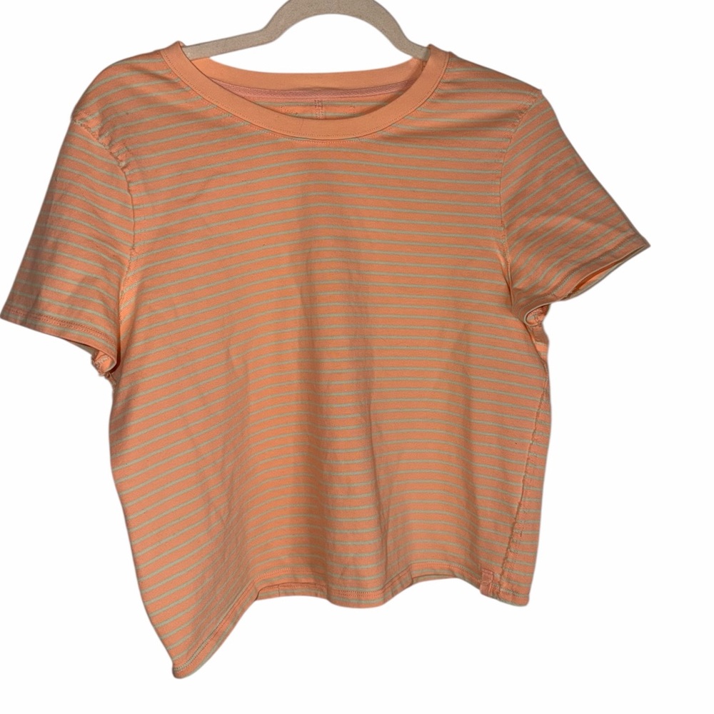 We The Free peach and White Striped Short Sleeve Tee. Cute!